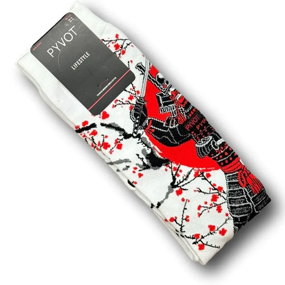 3/$18 Japanese Samurai Funny Novelty Crew Socks - NWT